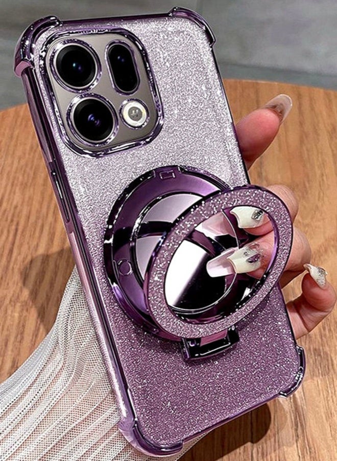 Magnetic Glitter for Oppo Find X9 Pro Case，Camera Lens Protector，Sparkly Stand，Makeup Mirror，Support Wireless Charging， Luxury Gradient Shockproof Oppo Find X9 Pro 5G Cover - Image 3